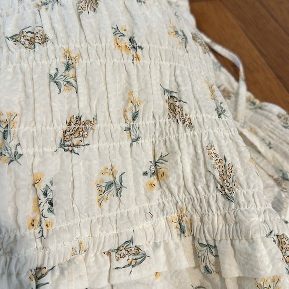 RAILS Dion Amaryllis Floral drop waist smocked Shirred Cotton Midi Dress - Picture 4 of 6